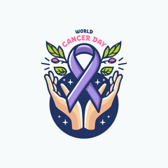 Vector illustration retro vintage hand drawn for world cancer day 10
