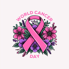 Vector illustration retro vintage hand drawn for world cancer day 1
