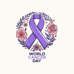 Vector illustration retro vintage hand drawn for world cancer day 3