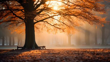 A Tree with Lush Leaves and a Bench Placed Beneath