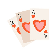 Set of heart cards, ace. Symbol of love, romance. Design for Valentine's Day.