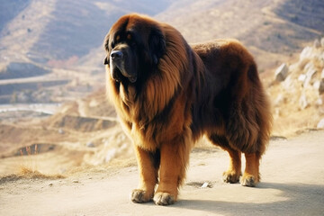 Mastiff Do Hi Tibetan Great Dane purebred beautiful breed of dog, background nature.