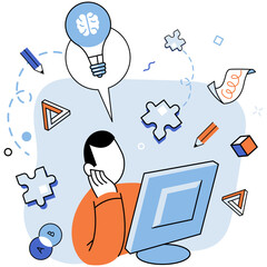 Business idea. Vector illustration. It involves setting clear objectives, identifying target markets, and formulating plaction Business strategy integrates market analysis, competitive positioning