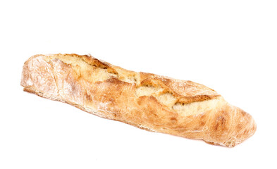 freshly baked baguette isolated on white background