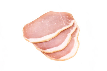 Sliced ham on white background