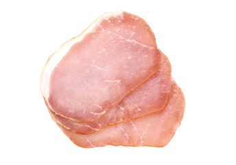 Sliced ham on white background