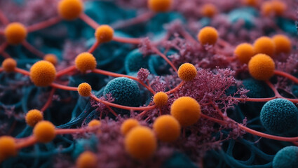bacteria cell structure cancer medical cell nerves closeup - obrazy, fototapety, plakaty