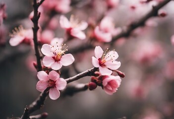 Fototapeta na wymiar Peach Blossom With Branches