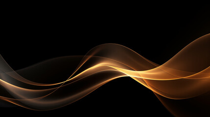 Fototapeta premium Néon effet flou, vague en mouvement, doré, or sur fond noir. Pour conception et création graphique, bannière.