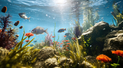 Fototapeta na wymiar Essence of Aquatic Adventures: Stunning Splash Visuals and Dynamic Water