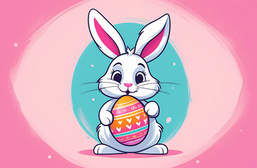 Easter bunny drawn with colorfull eggs illustration