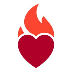 Fire flame, hot heart symbol, can be used for logo and brand name, vector illustration.