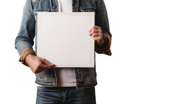 designer holding blank poster mockup