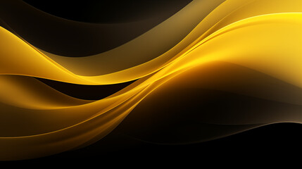 Néon effet flou, vague en mouvement, jaune, or sur fond noir. Pour conception et création graphique, bannière.
