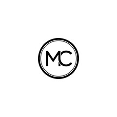 MC logo. M C design. White MC letter. MC, M C letter logo design. Initial letter MC linked circle uppercase monogram logo. M C letter logo vector design. MC letter logo design five style.	
