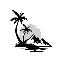 beach and mountain logo design vector,editable and resizable EPS 10