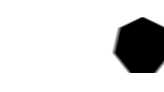 Animation set, heptagon symbol. Animations: transparency, zooms, transition top to down, transition left to right, slide up to down, slide left to right