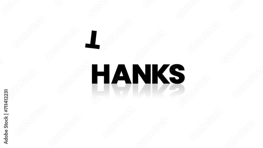 Poster thanks lettering with reflections on the floor - abstract background with text animation
