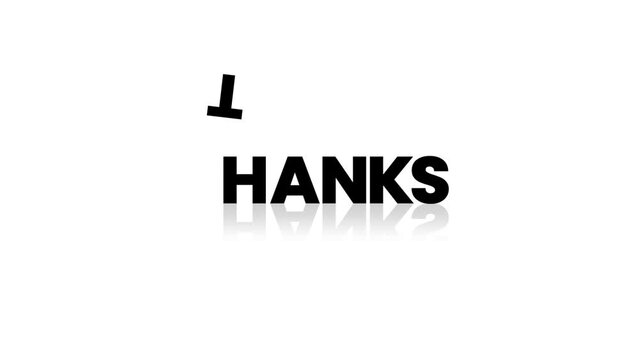 THANKS lettering with reflections on the floor - abstract background with text animation