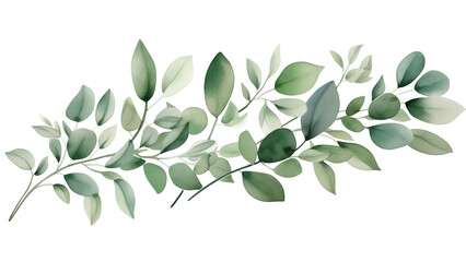 Herbal leaves frame in watercolor style. Leaves illustration cut out - obrazy, fototapety, plakaty