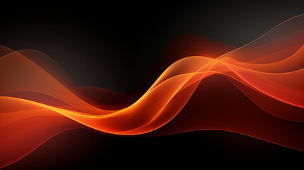 Néon effet flou, vague en mouvement, orange, rouge sur fond noir. Pour conception et création graphique, bannière.
