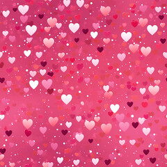 Seamless pattern with hearts on pink background. Vector illustration.