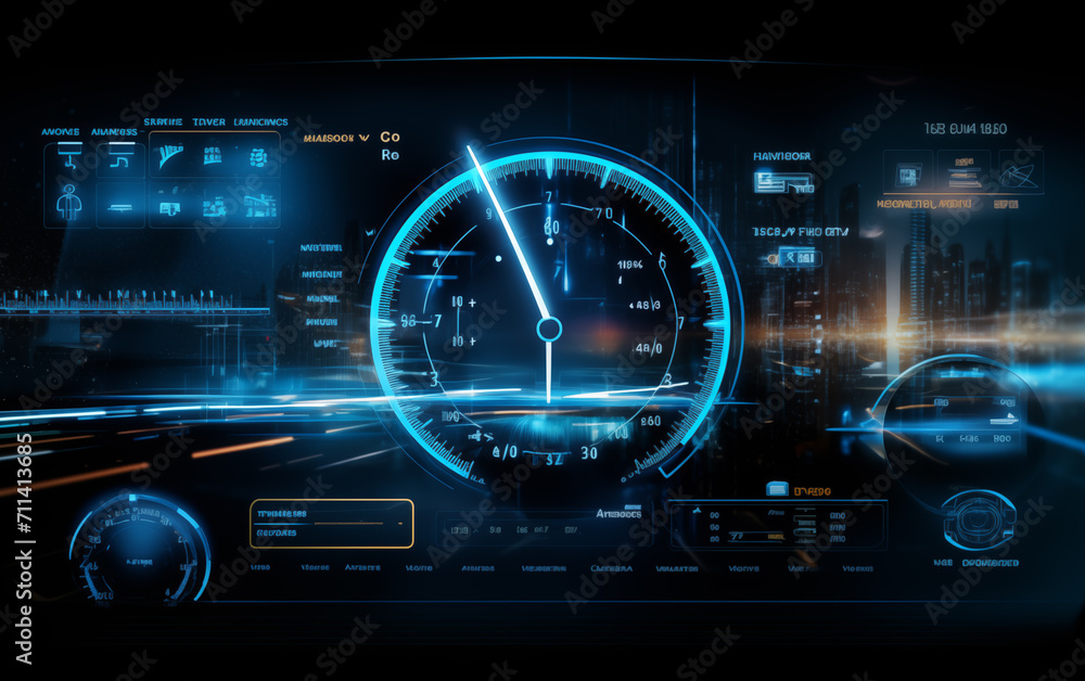 Poster technological dashboard background,created with generative ai tecnology.