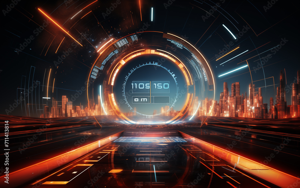 Poster technological dashboard background,created with generative ai tecnology.