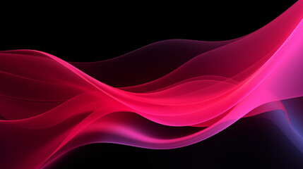 Fototapeta premium Néon effet flou, vague en mouvement, rose, mauve sur fond noir. Pour conception et création graphique, bannière.