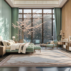 Bedroom with cherry blossoms simple elegant