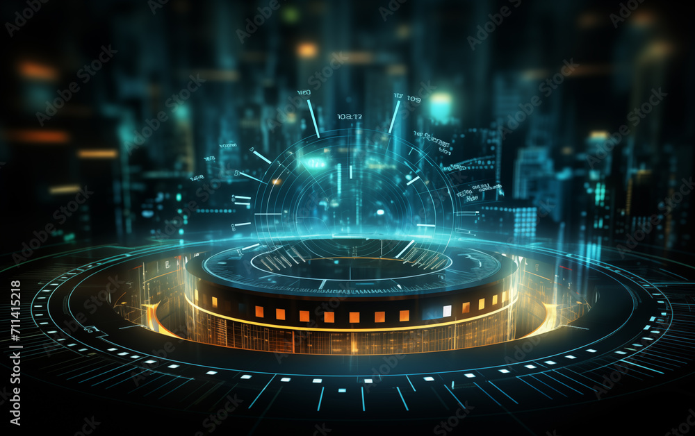 Poster technological dashboard background,created with generative ai tecnology.