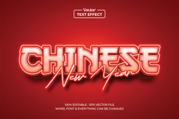 Neon Red Chinese New year 2024 Editable text style effect with