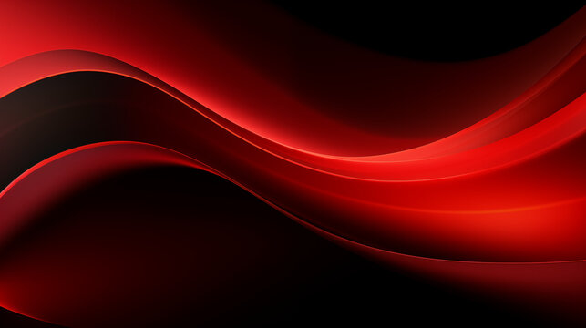 Néon effet flou, vague en mouvement, rouge sur fond noir. Pour conception et création graphique, bannière. © FlyStun