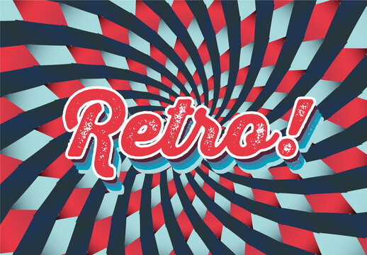 Retro blue red text template (graphic style) with vintage spiral  background