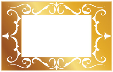 Golden message box, Thai pattern, chat, lecture area Free space for text