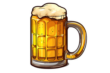 Mug of fresh beer isolated on a Transparent background. Generative AI