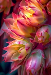 Close up of beautiful pink and orange cactus flower, Thailand.