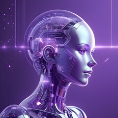 A virtual humanoid with the face of a woman equipped with artificial intelligence generative ai