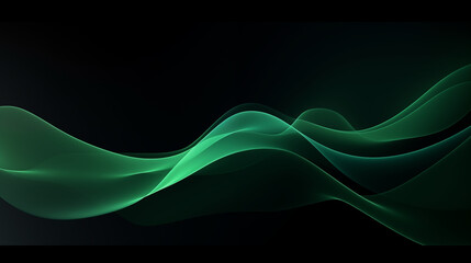 Obraz premium Néon effet flou, vague en mouvement, vert sur fond noir. Pour conception et création graphique, bannière.