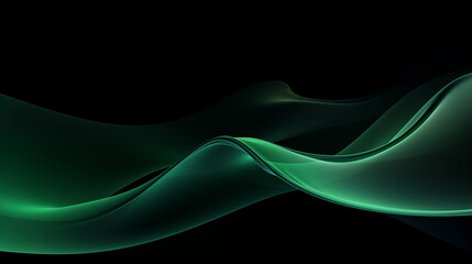 Néon effet flou, vague en mouvement, vert sur fond noir. Pour conception et création graphique, bannière.