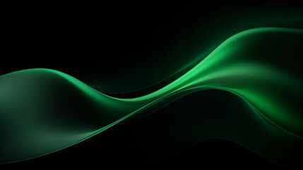 Naklejka premium Néon effet flou, vague en mouvement, vert sur fond noir. Pour conception et création graphique, bannière.