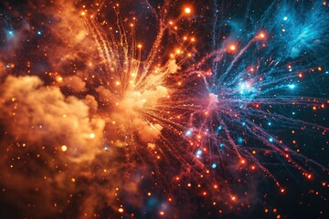 Fototapeta na wymiar Vibrant Fireworks Spectacle