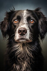 Black hound portrait,created with Generative AI tecnology.