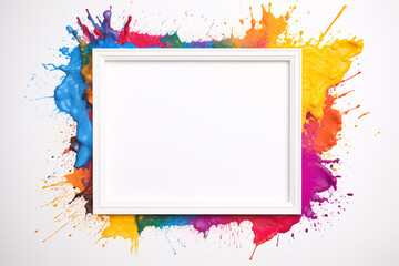 .White Frame with Colorful Paint Splash