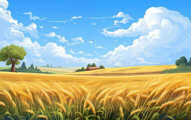 Golden ripe wheat field,created with Generative AI tecnology.
