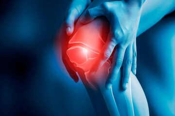 Knee Joint Injury Examination, Leg Problem Scheme, Knee Painful Skeleton X-ray, Jumper Knee - obrazy, fototapety, plakaty