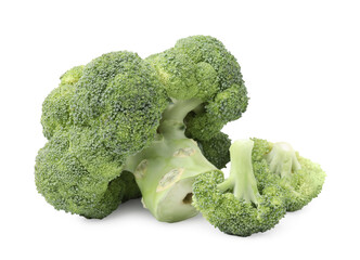 Fresh raw green broccoli isolated on white