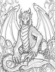 Dragon Coloring Page, Ai Generative