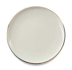 One clean ceramic plate isolated on white, top view