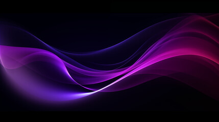 Naklejka premium Néon effet flou, vague en mouvement, violet, mauve sur fond noir. Pour conception et création graphique, bannière.